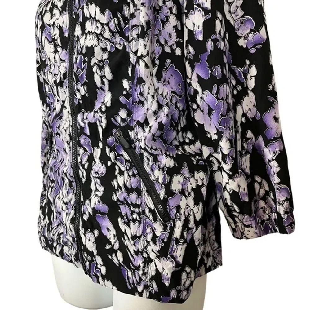 ZENERGY by CHICO'S Black Purple Athletic Sporty Full Zip Lightweight Jacket sz 0